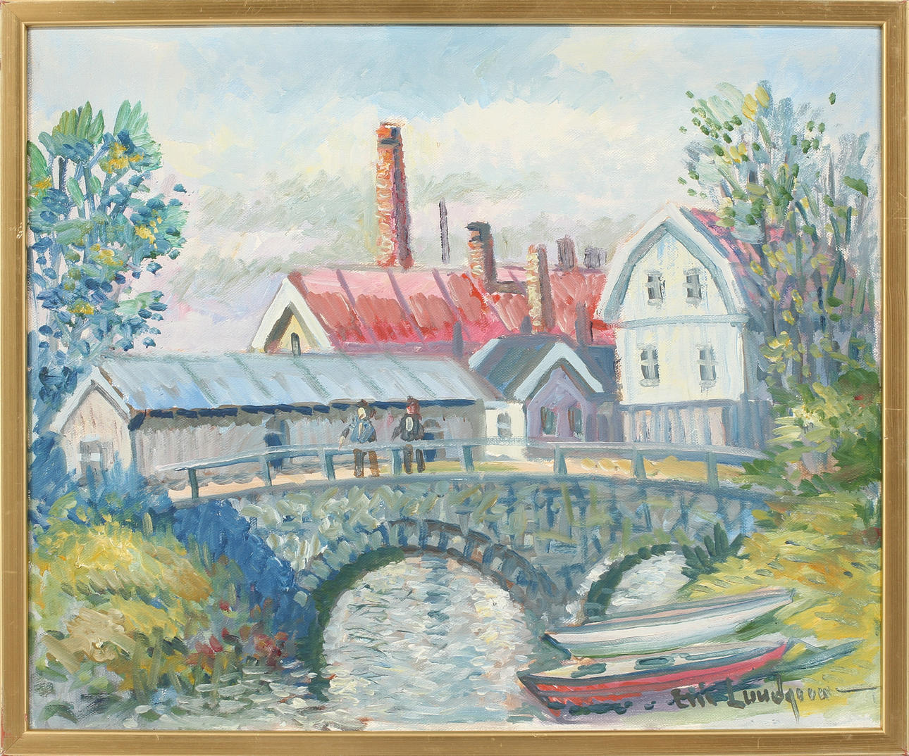 ERIC LUNDGREN, 4 st, oljor på duk, sign.