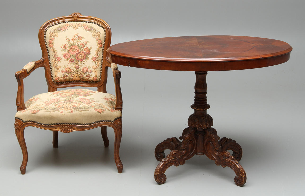 SALONGSBORD, nyrokoko, 1800-tal, KARMSTOL, rokokostil 1900-tal.