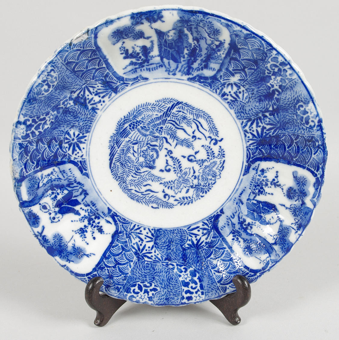 TALLRIK, blå/vitt porslin, Kina, 1800-tal.