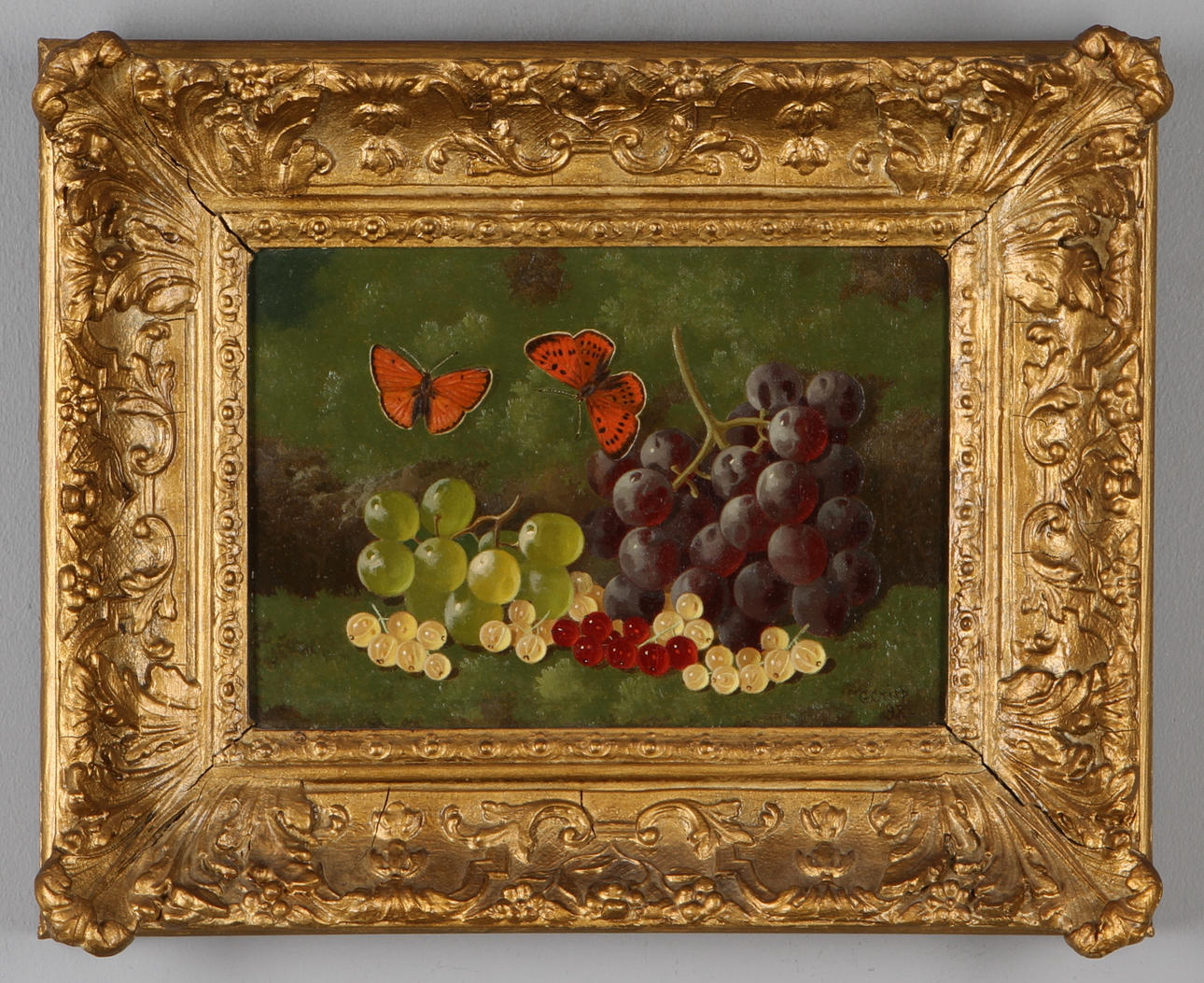 GEORGE CRISP. Stilleben med vindruvor, olja på duk, signerad och daterad 1898.