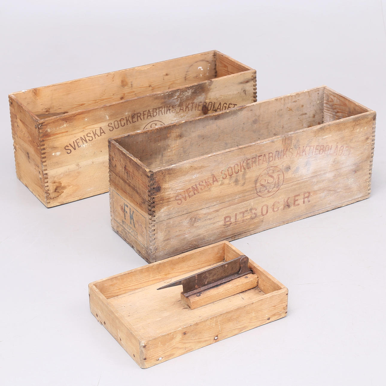 SOCKERLÅDOR, SOCKERTOPPSLÅDA, 3 delar, 1900-tal.