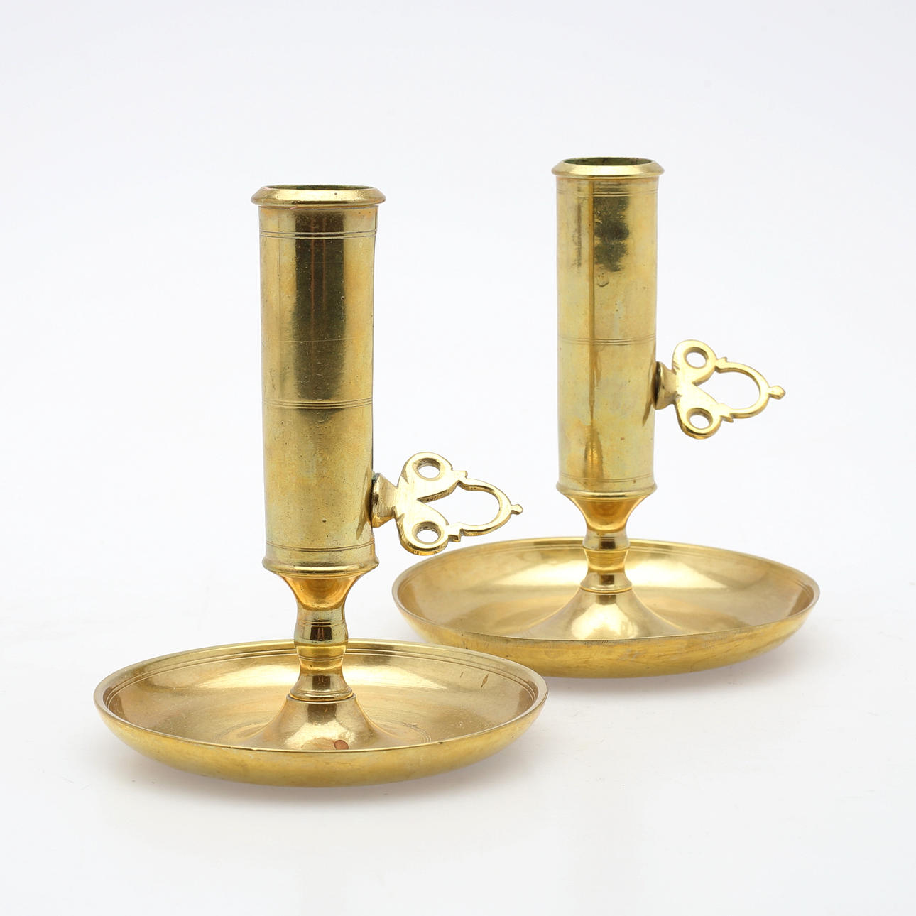 NIGHT LIGHT STICKS, a pair, brass, 1900s.