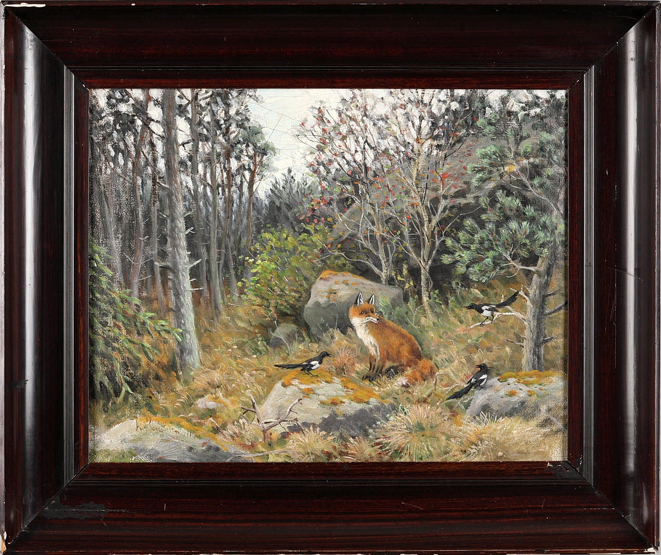 JOHAN BOSTRÖM. Fox, signed J. Boström, oil on canvas.