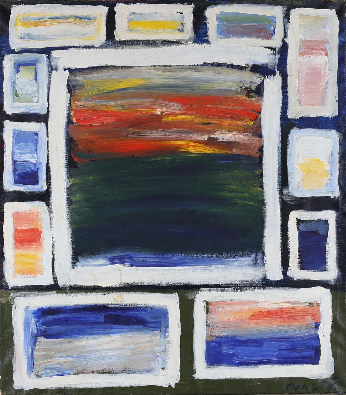 EVA LIDÉN. Composition, oil on canvas, signed.