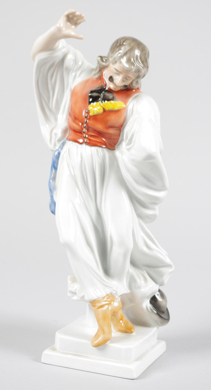 PORSLINSFIGUR, dansande man, Herend.