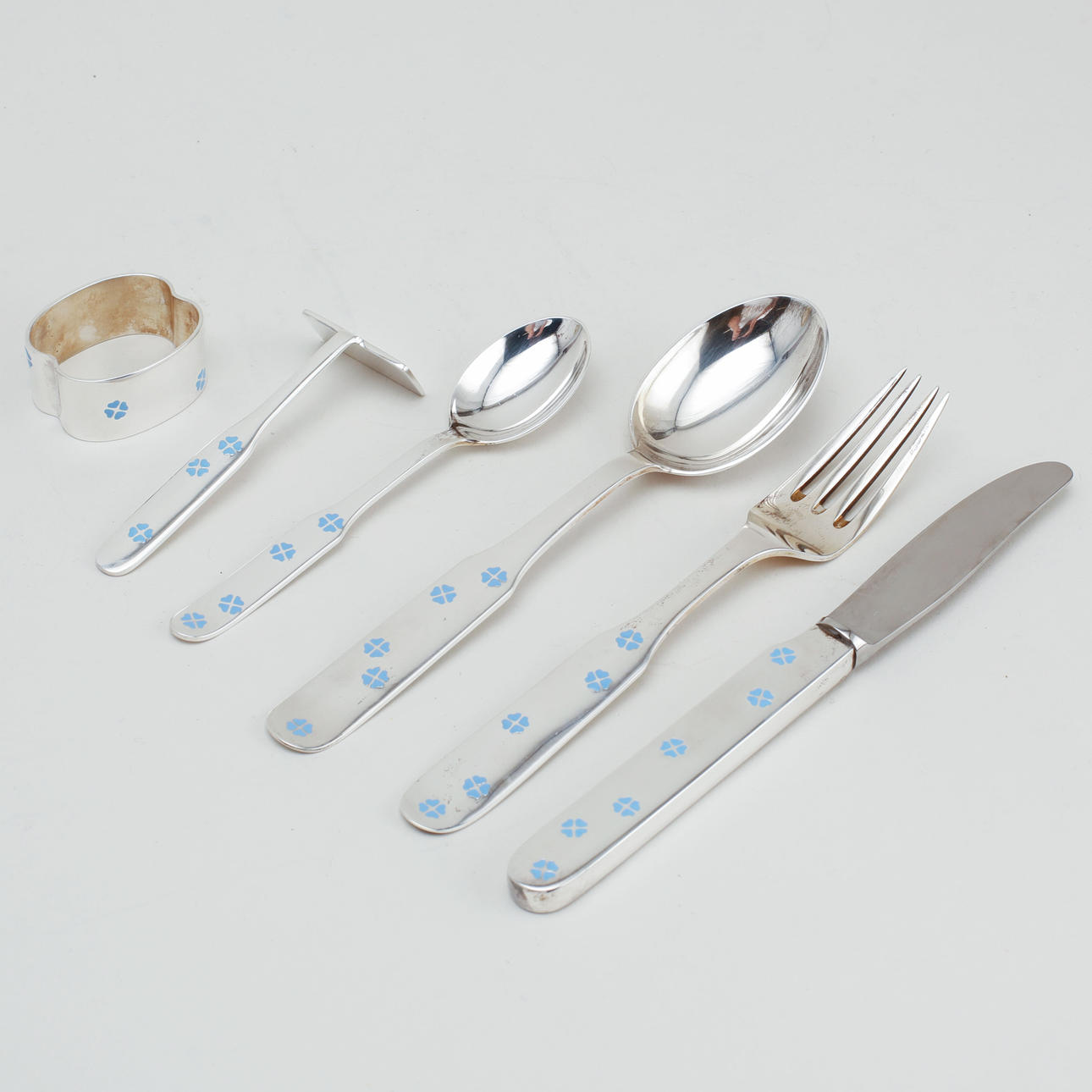 BØRNEBESTIK, 6 stk., sterlingsølv, A. Michelsen, Danmark.