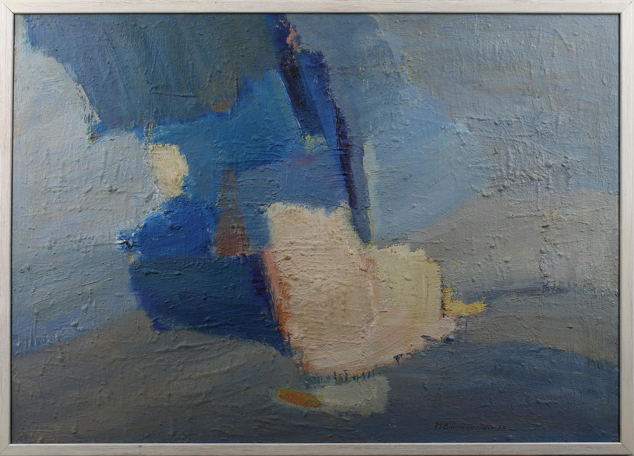 MARGARETA BILLE-HOFVANDER. Komposition. Olja på pannå. Signerad.