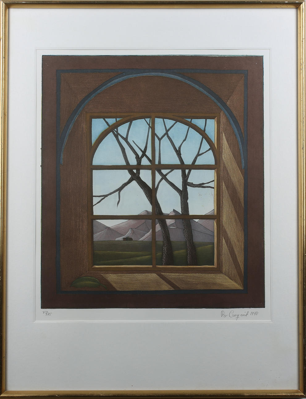 BO CRONQVIST. Fönsterutsikt. Färgetsning. Signerad och daterad 1978. 73/75.