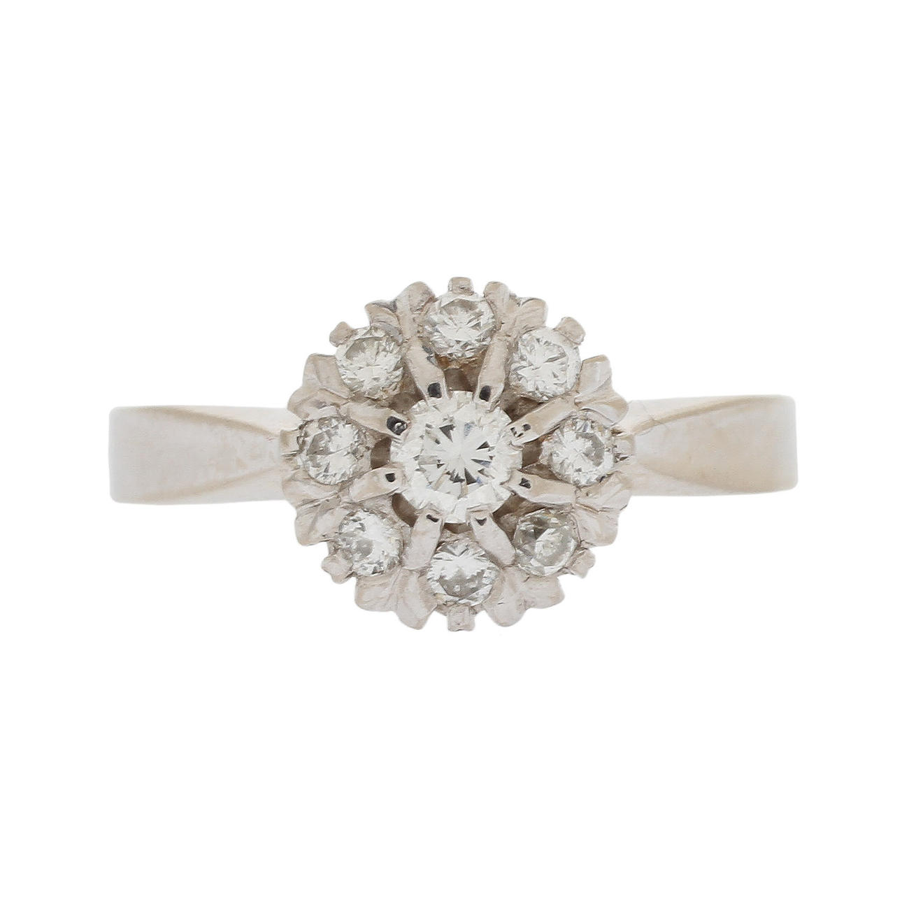 RING, 18k vitguld, carmose, 9 st diamanter, 0,30 ct.