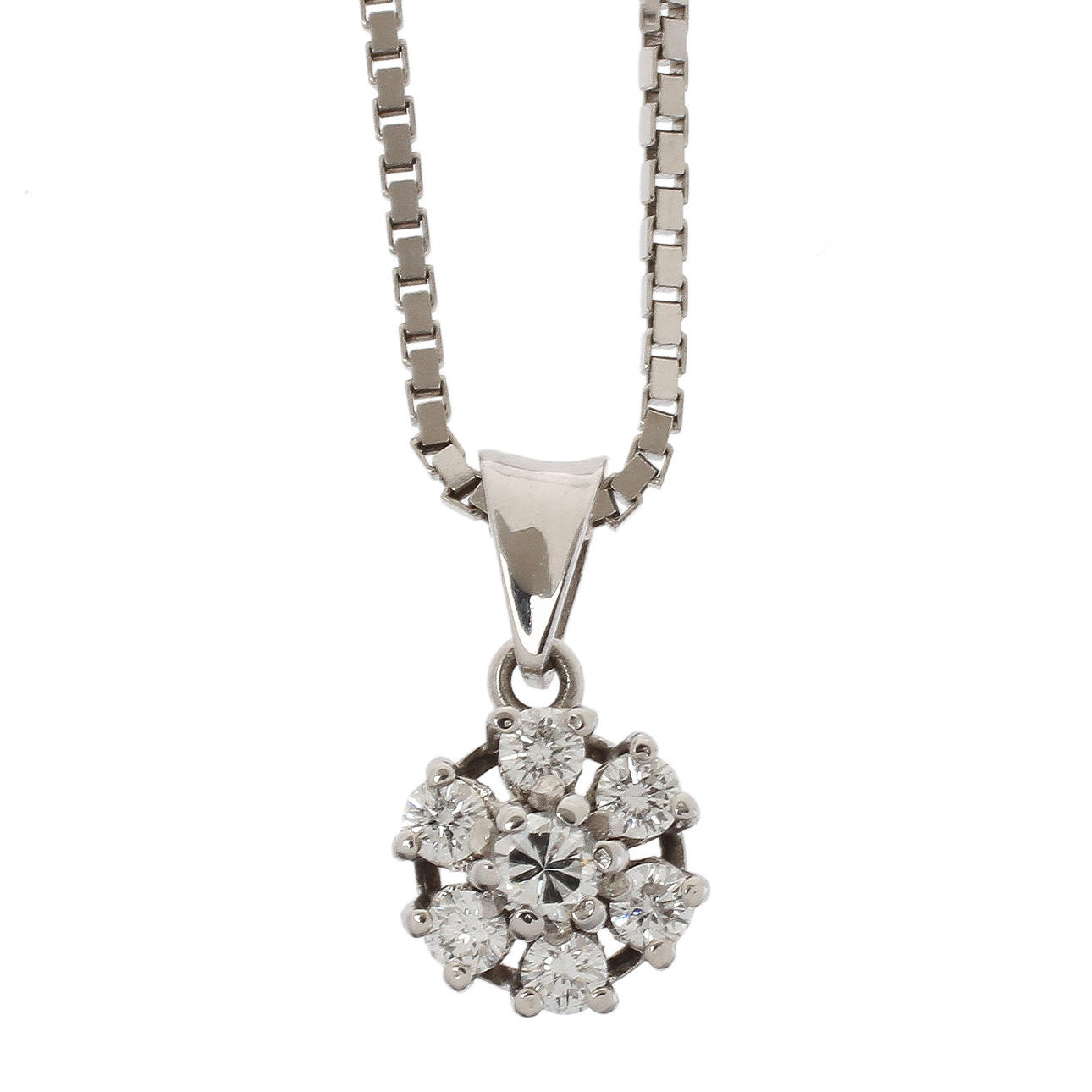 HÄNGE, 18k vitguld, carmose, 7 st diamanter, totalt ca 0,25 ct samt kedja 18k, 4,2 gram.