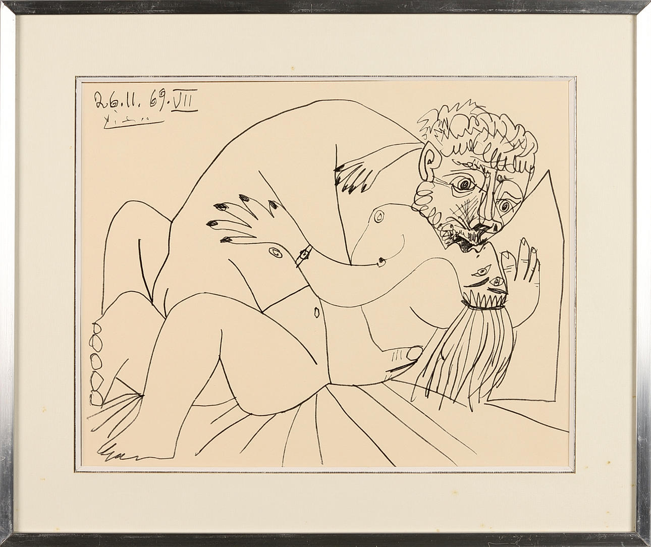 PABLO PICASSO. EFTER. "Au Baiser d’Avignon - 1972" (kärleksakt).