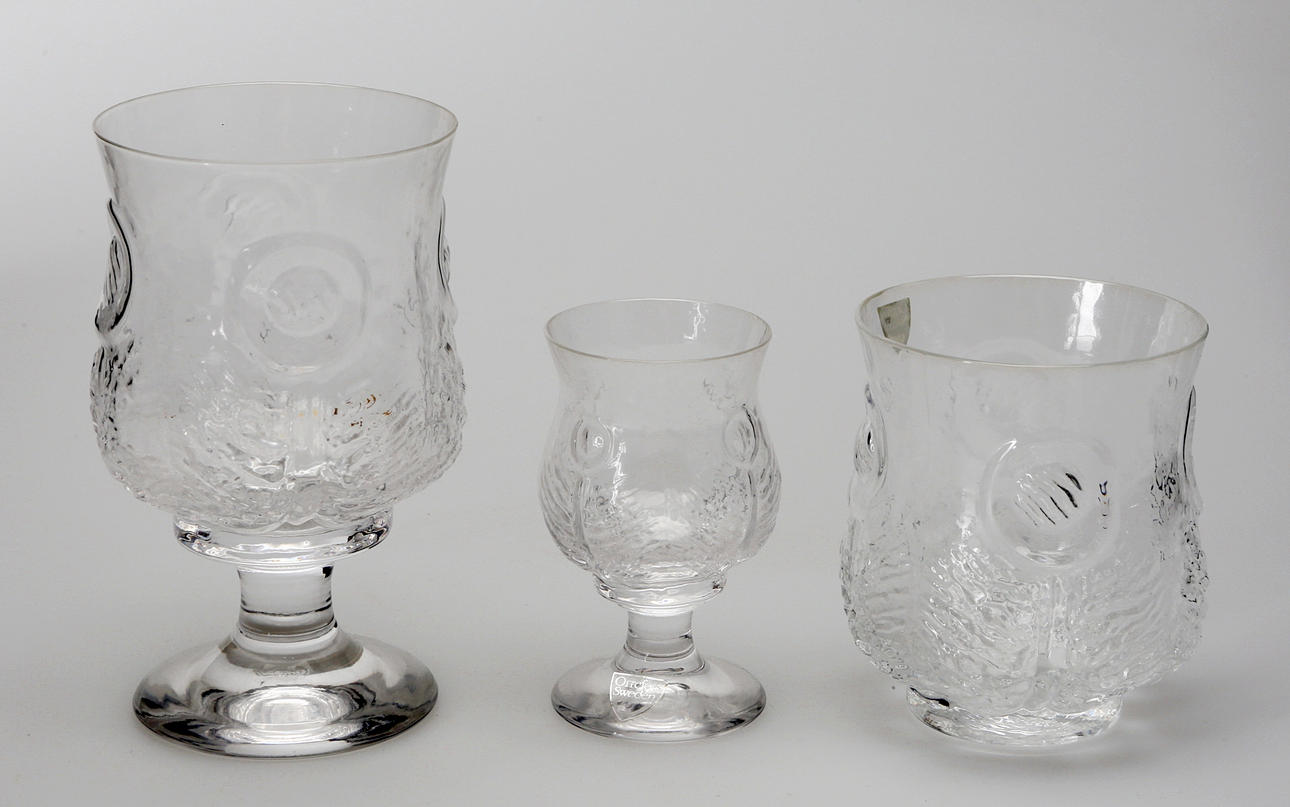 GLASSERVIS 36 delar, "Påfågel", Orrefors.