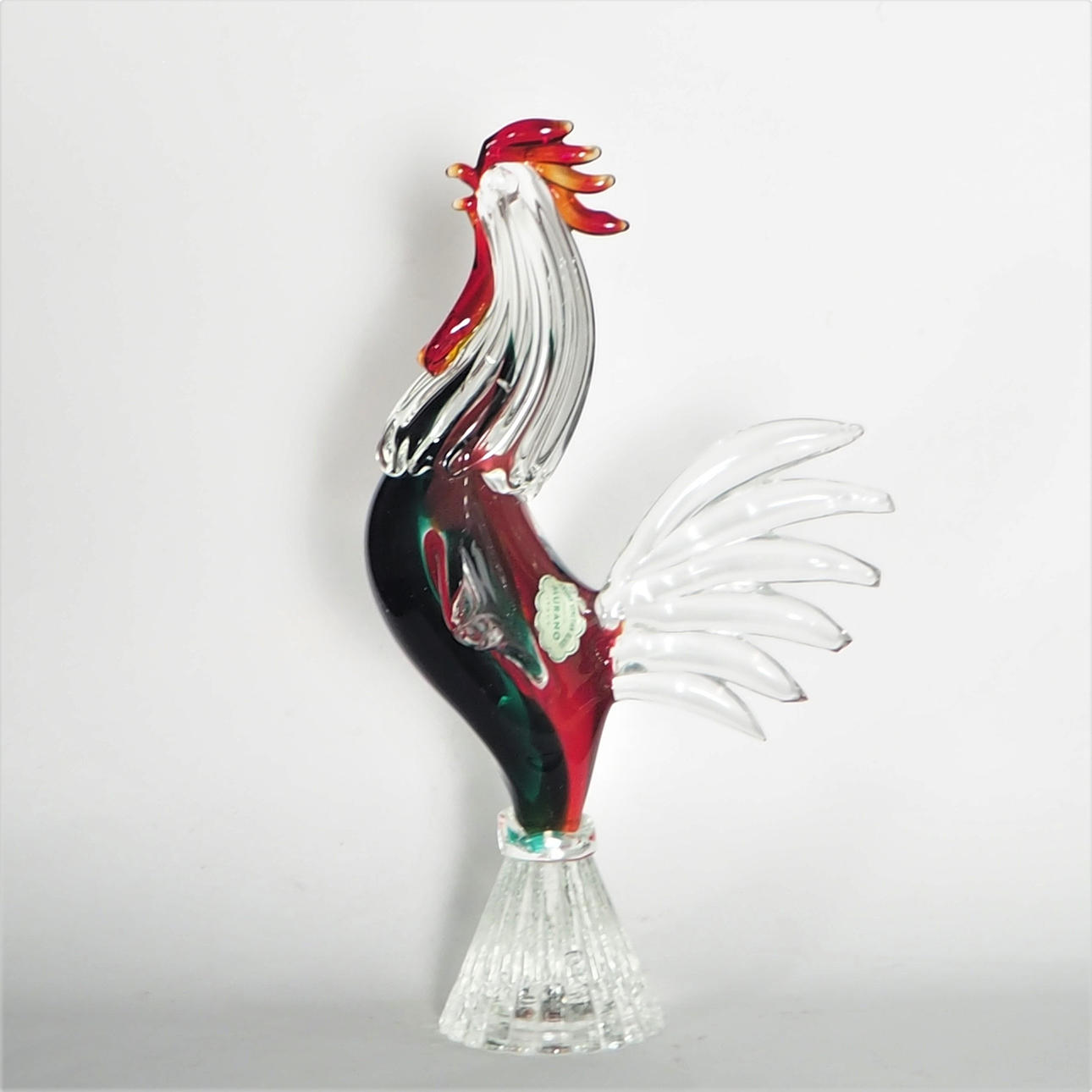 FIGURE, glass, "Rooster", Murano.