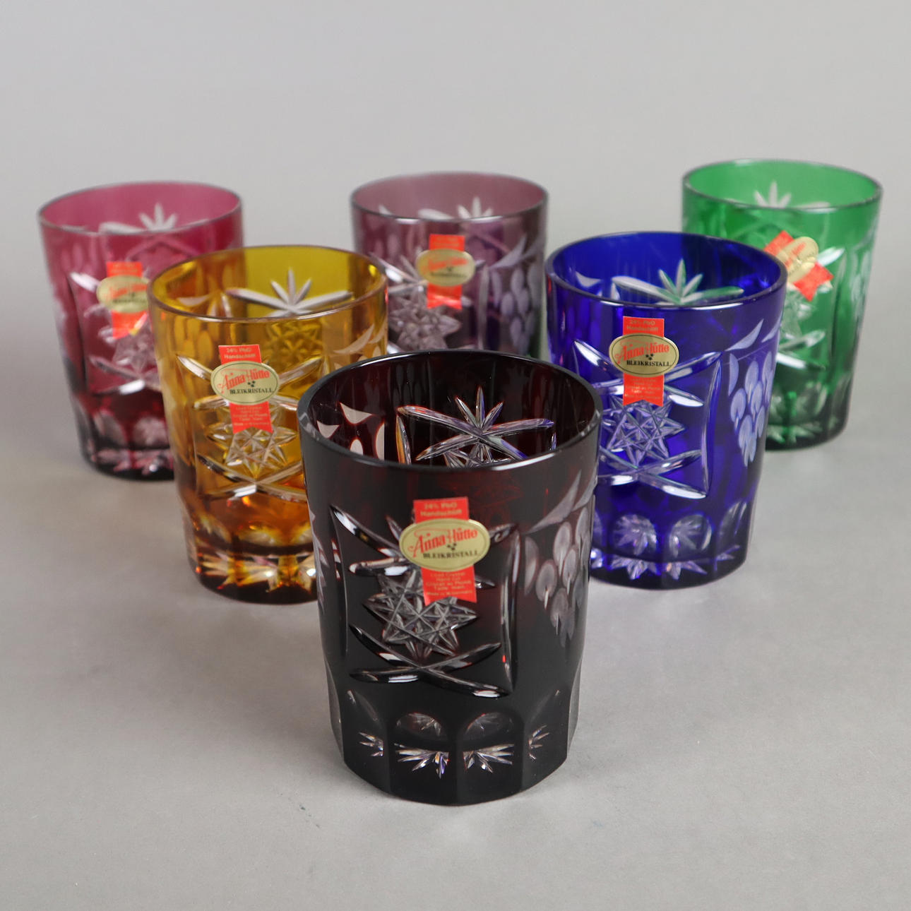 --6 GLÄSER - Anna Hütte, BLEIKRISTALL.