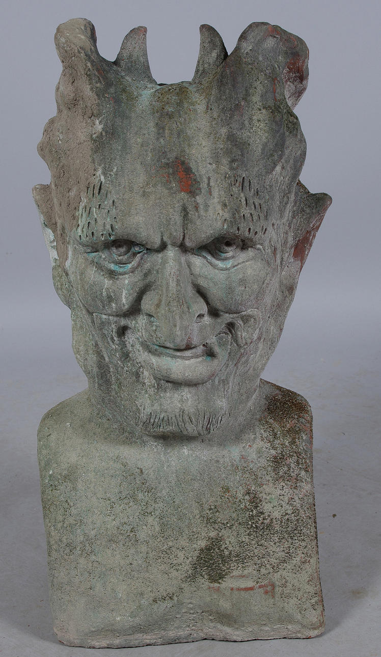 SKULPTUR, "Lucifer", målad terrakotta.