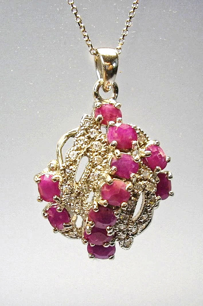 COLGANTE RUBÍ PLATA 925 + CADENA.