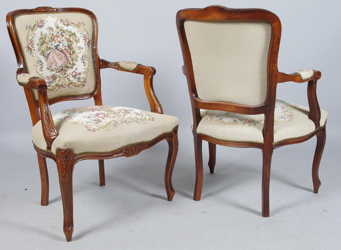 KARMSTOLAR, 1 par, mahogny, rokokostil.