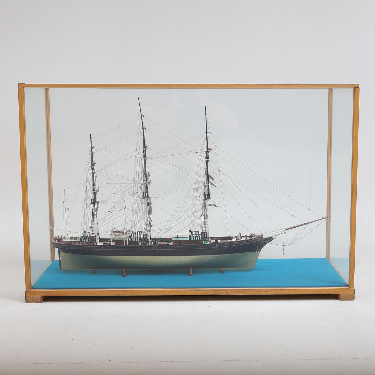 SHIP MODEL, in display case, 1900s.