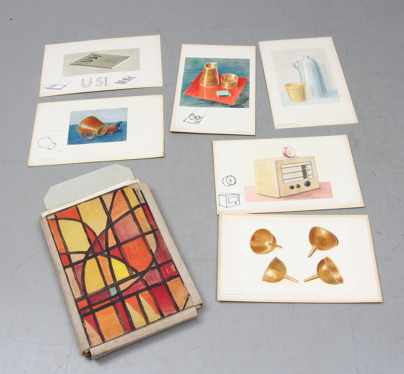 LENNART KARLSSON. Mapp med skisser och studier, blandteknik, signerade.