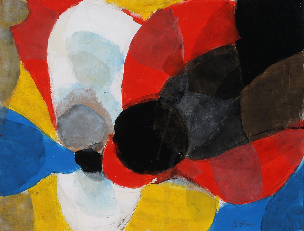 GUSTAV BOLIN. Composition, gouache on paper, signed.