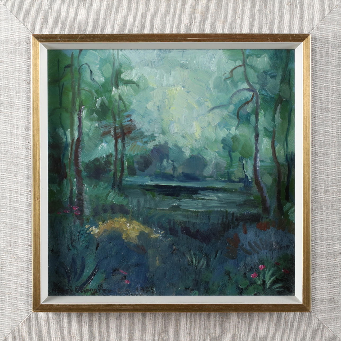 ASTRI EKENGREN LARSSON. Olja på pannå, signerad och daterad -75.