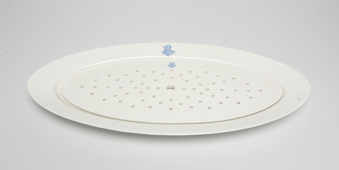 FISKFAT, med monogram, porslin, Rörstrand.