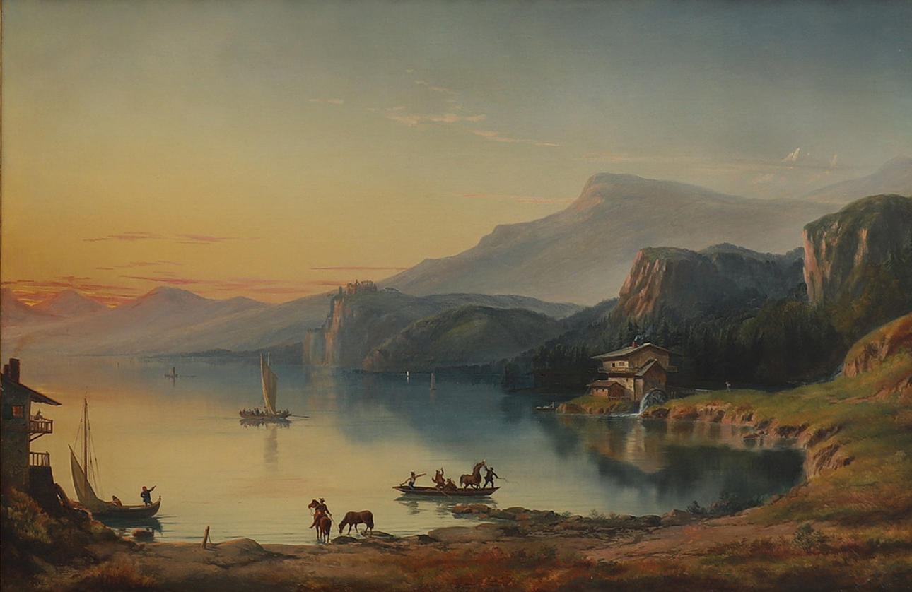 WILLIAM HENRY PYNE. Mountain landscape with lake.