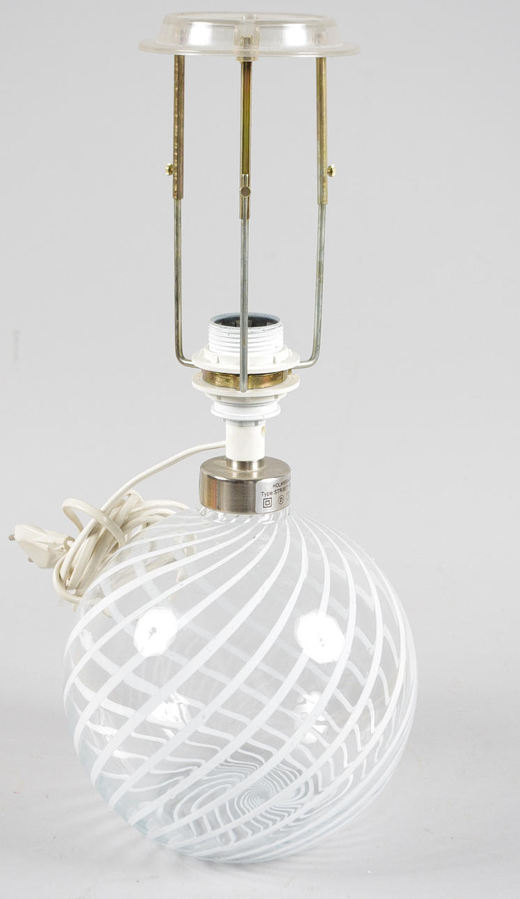 BORDSLAMPA, randigt glas, Holmegaard.