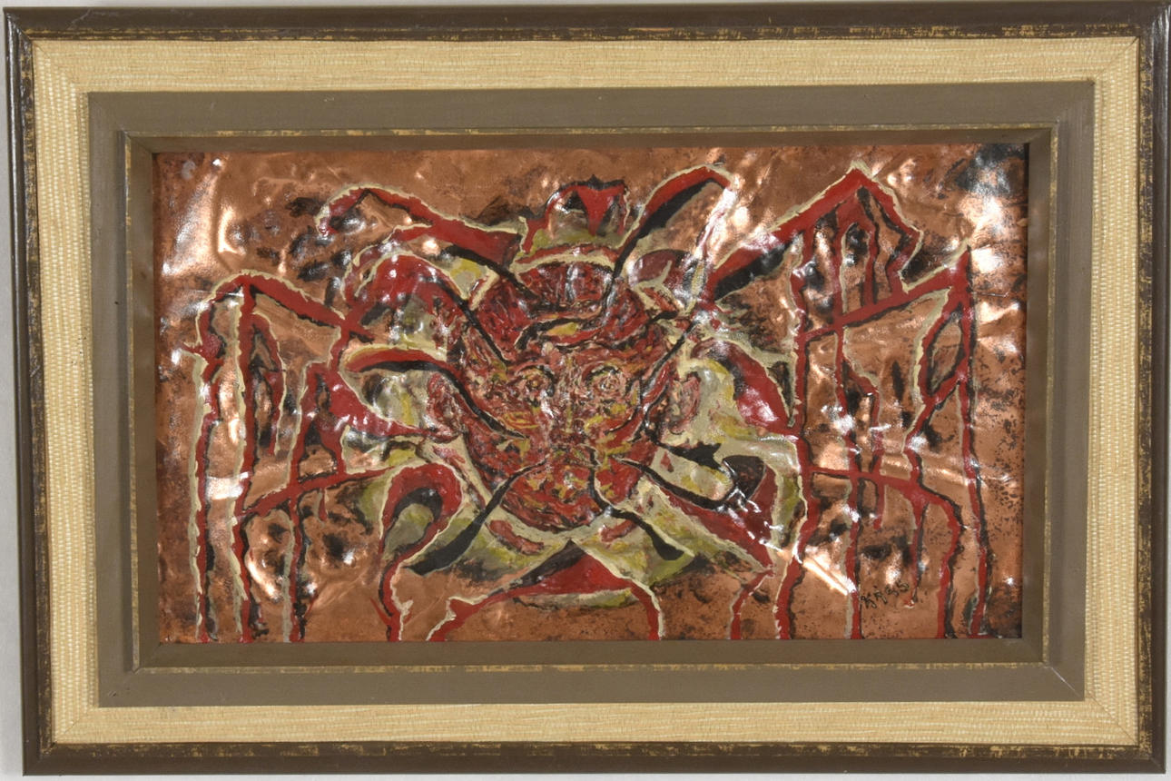 OIDENTIFIERAD KONSTNÄR. VÄGGRELIEF, bemålad koppar.