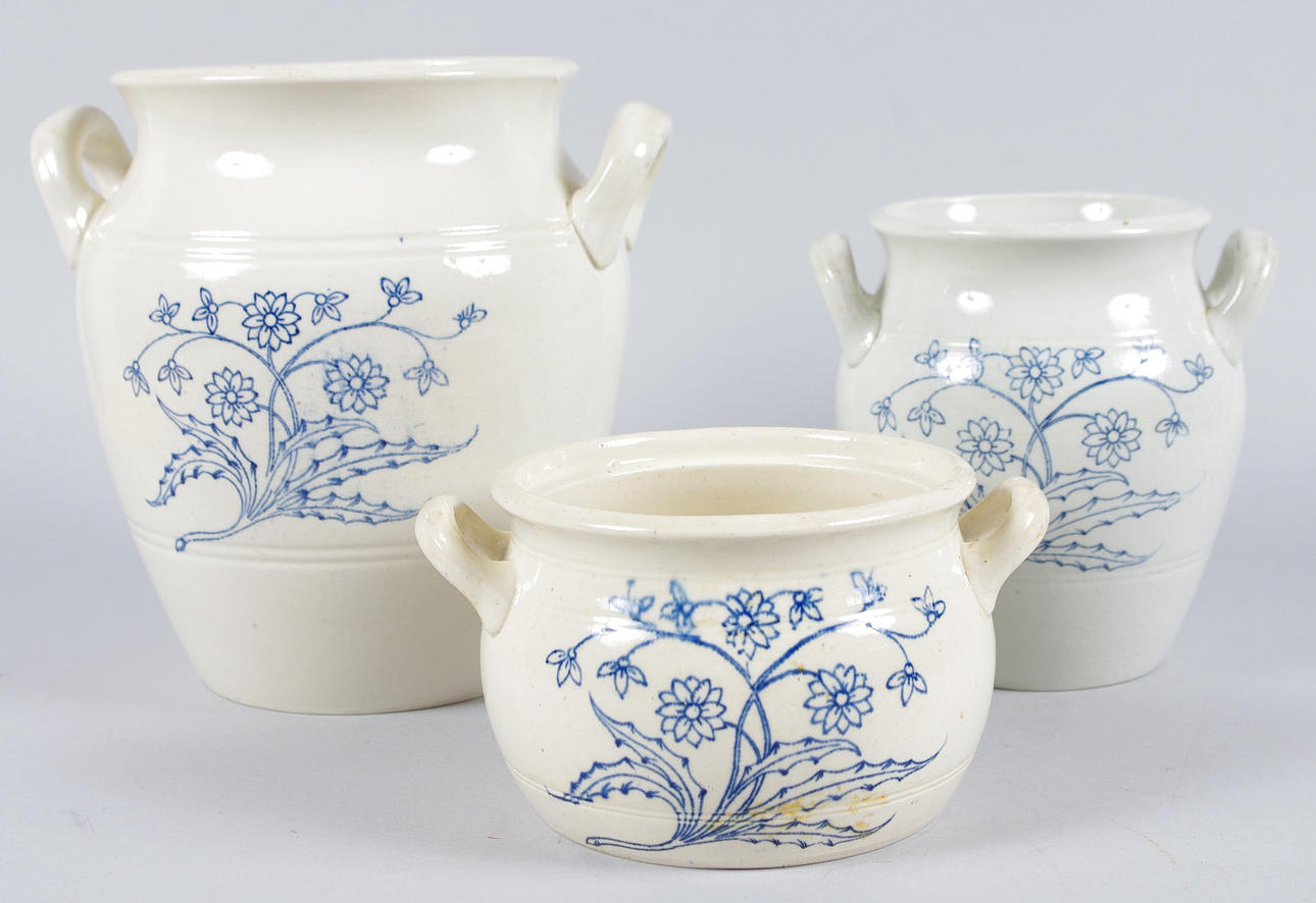 KRUS, 3 stycken, blåvita, Gustavsberg.