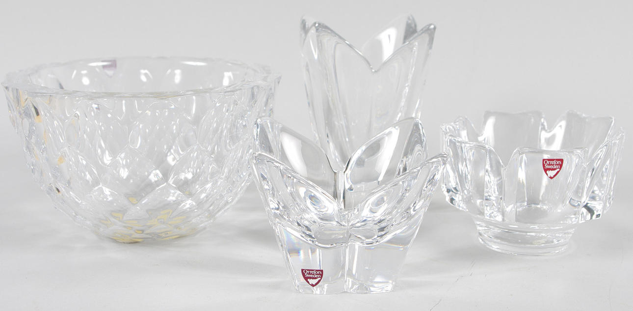 KRISTALLSKÅLAR, 4 stycken, Orrefors.