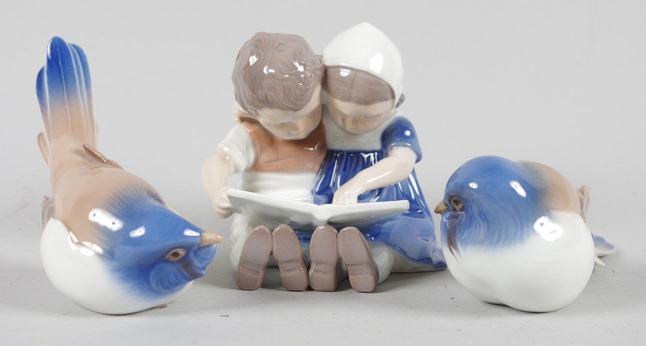 PORSLINSFIGURER, 3 stycken, Bing & Gröndal.