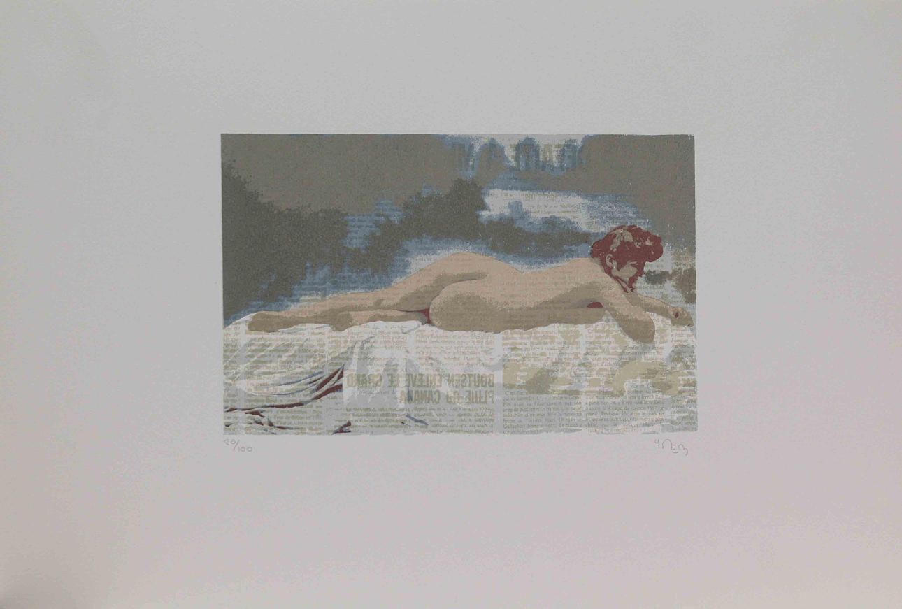 YVES MÉRY. Modell. Färglitografi. Signerad Y Méry .80/100.