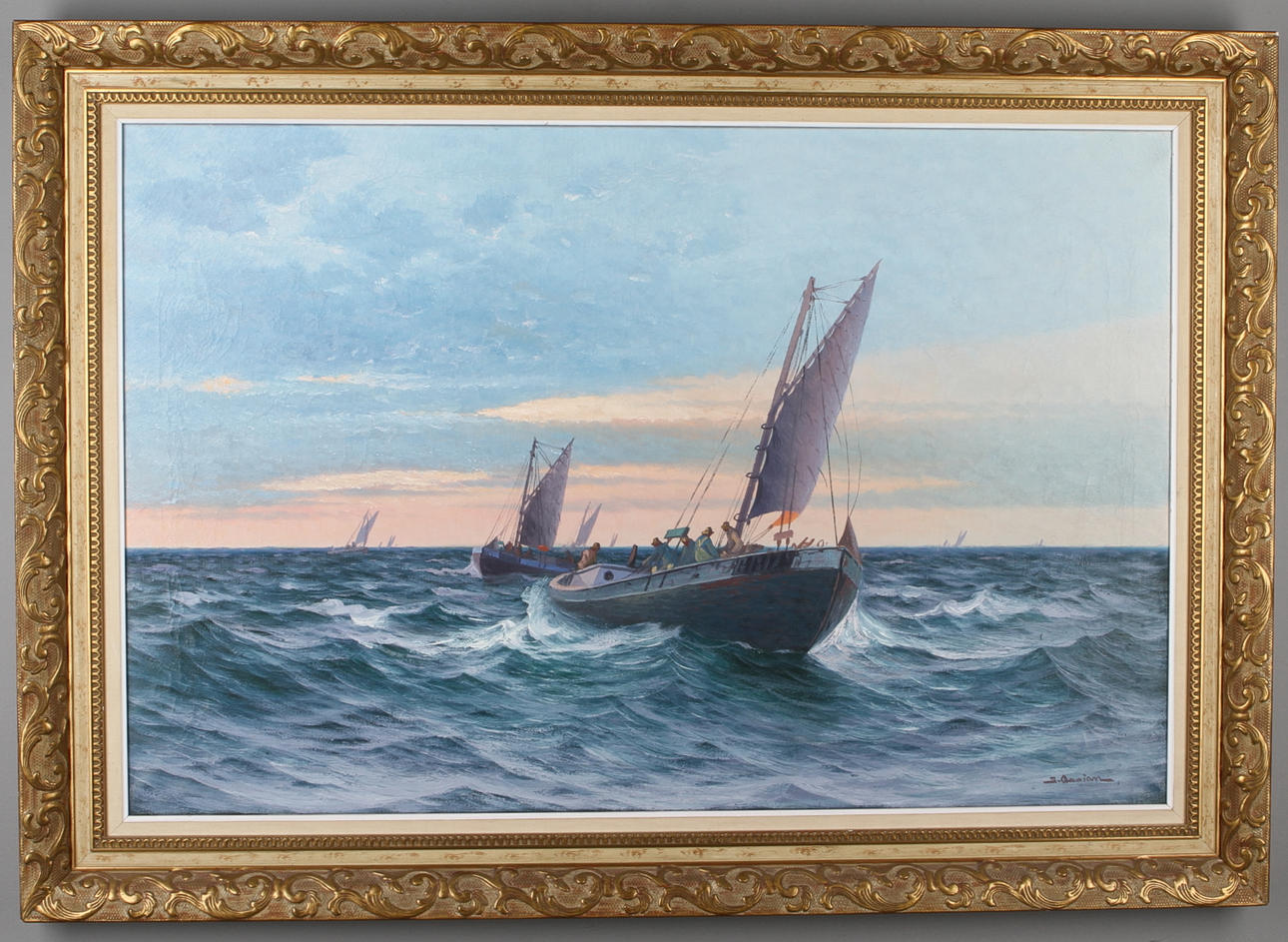 JOHAN OSSIAN-ANDERSSON. marint motiv, olja på duk, signerad.