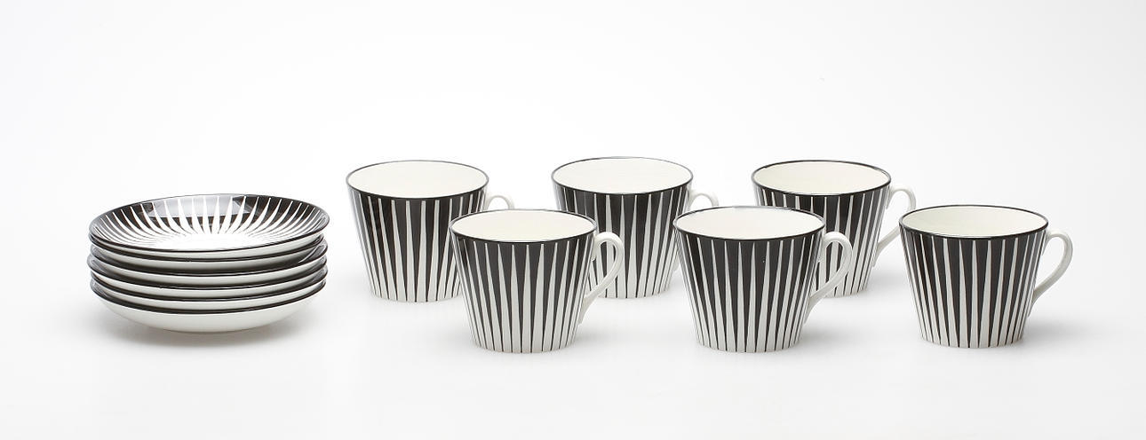 TESERVIS, 12 delar, Zebra, Upsala Ekeby, Gefle, Eugen Trost, 1900-talets mitt.