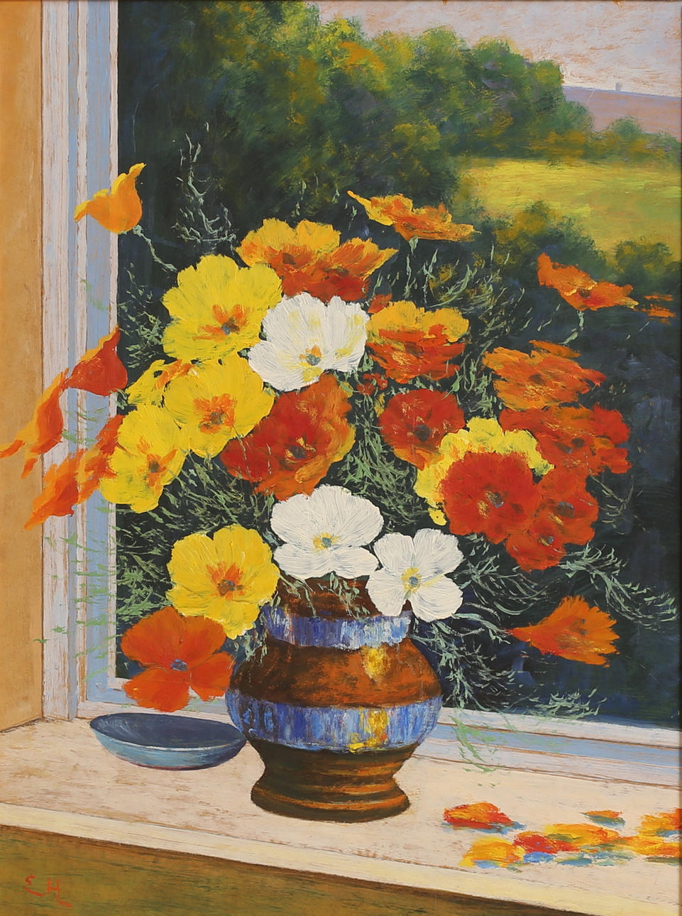 ESTER HENNING. Olja på pannå, monogramsignerad.