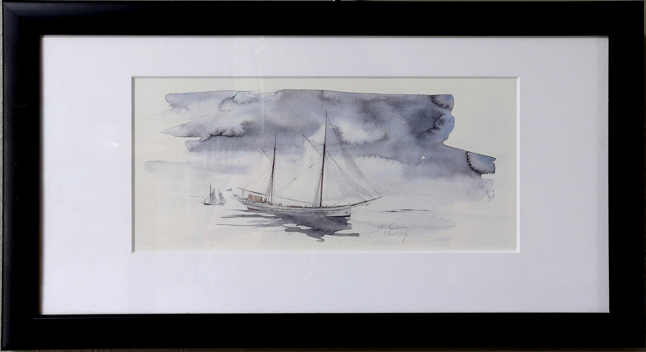 STIG FYRING. Havsmotiv, akvarell, signerad och daterad, 1997.