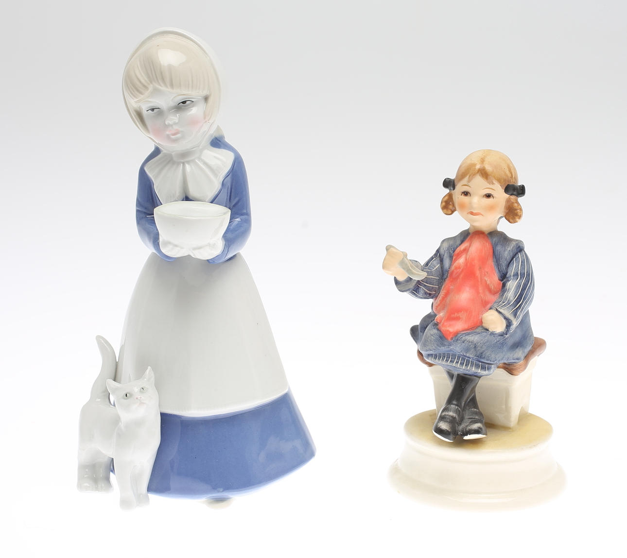 FIGURINER i porslin, 2 st Hummel, GDR och Goebel.