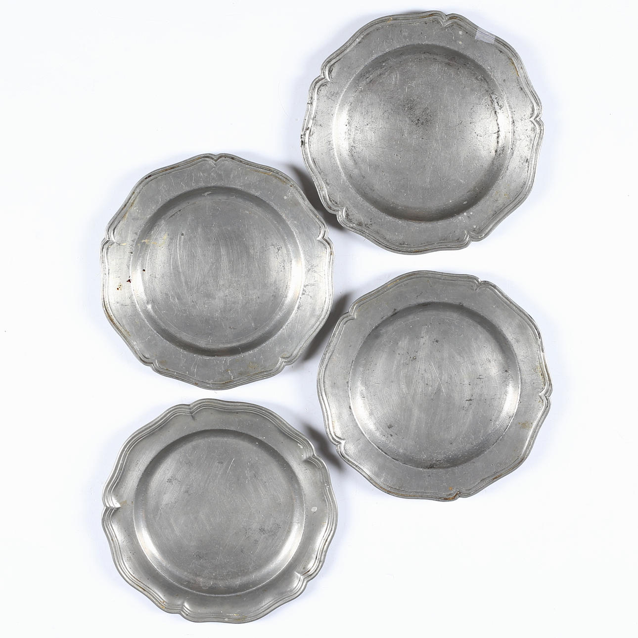 PLATES, 4 pcs, pewter, Rococo, 17/19th century.