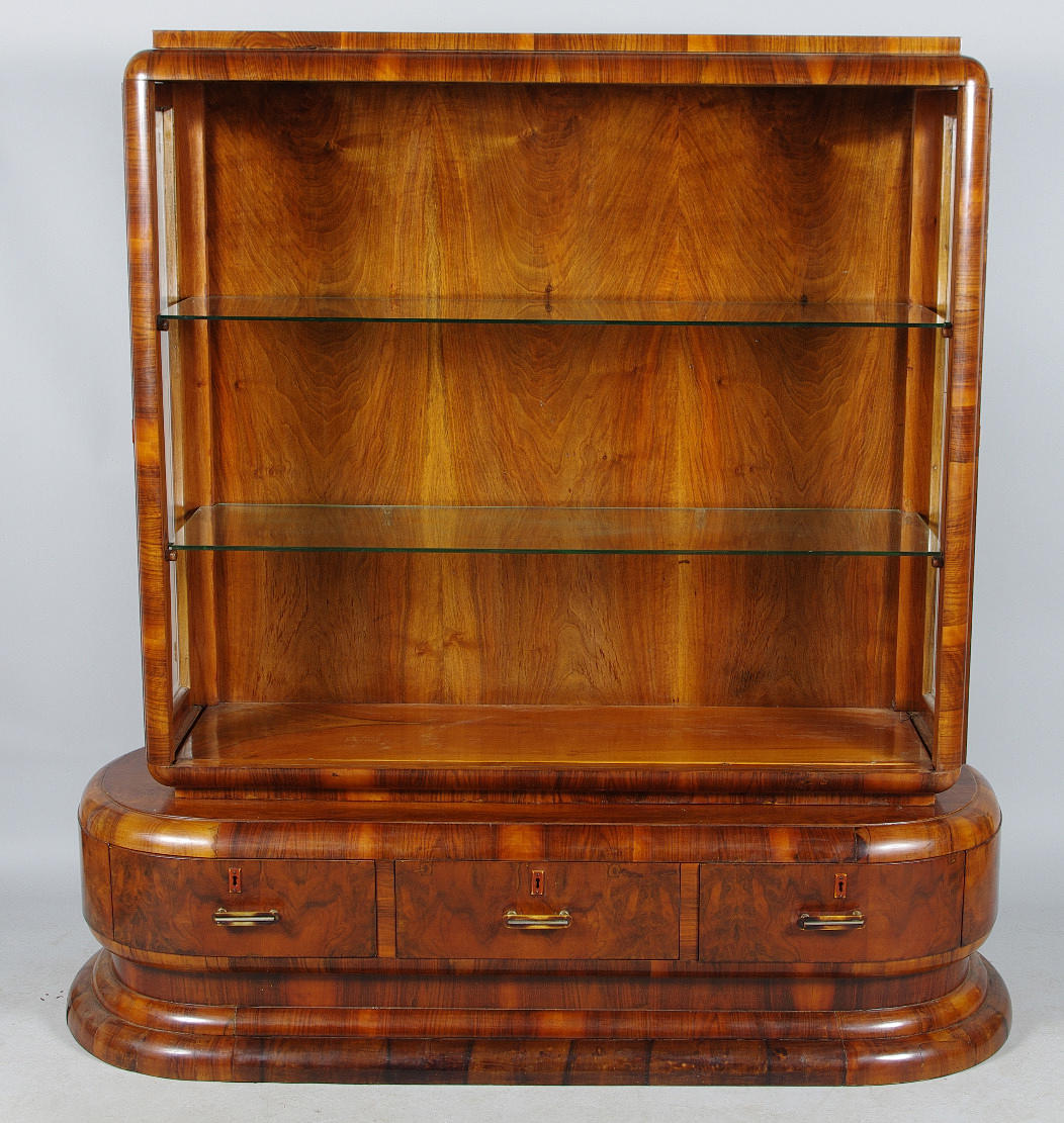 VITRINSKÅP med sidodörrar, mahogny, Art Deco.