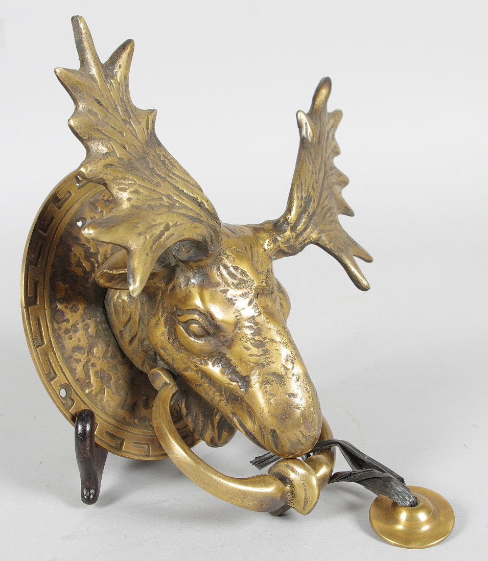 DÖRRKLÄPP, älg, mässing, samtida.