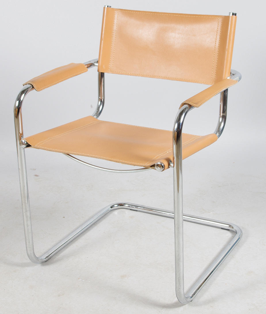 KARMSTOL, skinn/krom.