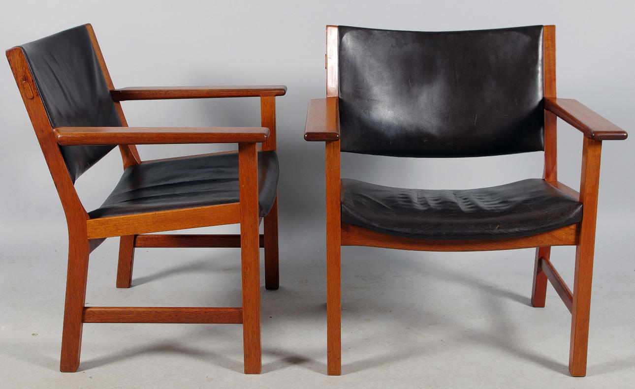 FÅTÖLJER, 1 par, design Hans Wegner för Johannes Hansen Cabinettmakers.