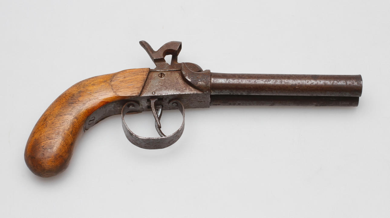 PISTOL, impact lock, double barrel, 1800.