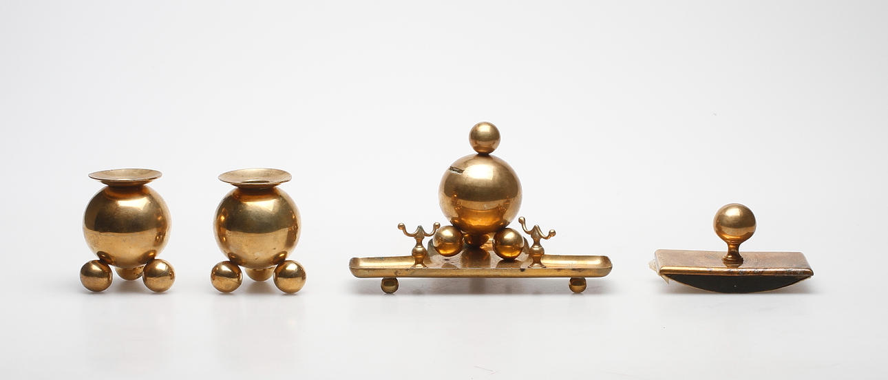 BORDSUPPSATS, 4 delar, mässing, Gusum Bruk, 1900-tal.