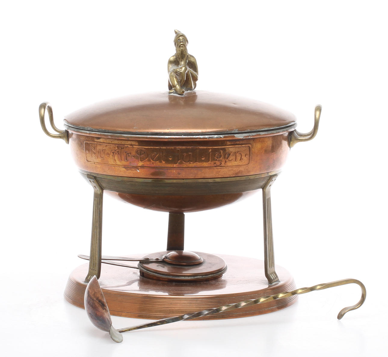 GLÖGGVÄRMARE, koppar och mässing, jugend, tidigt 1900-tal.