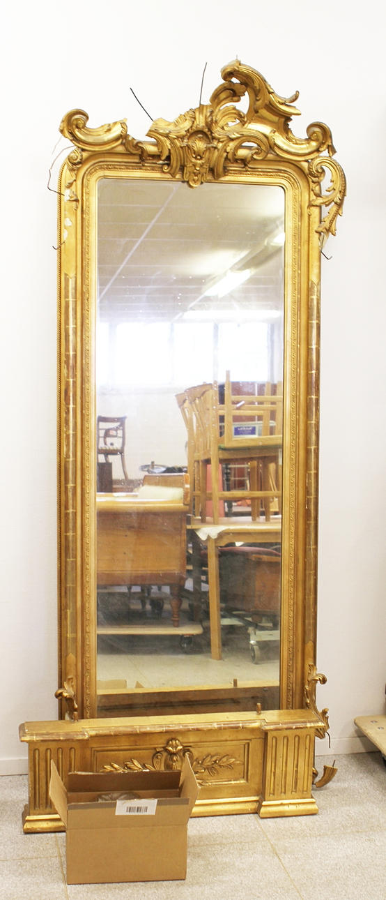 SPEGEL med konsol, rokokostil, 1800-talets slut.