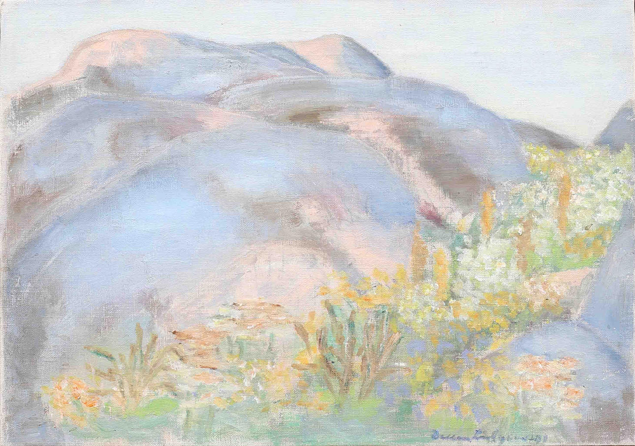 DOLLAN LINDGREN. "Mountain studio", oil on canvas, signed.