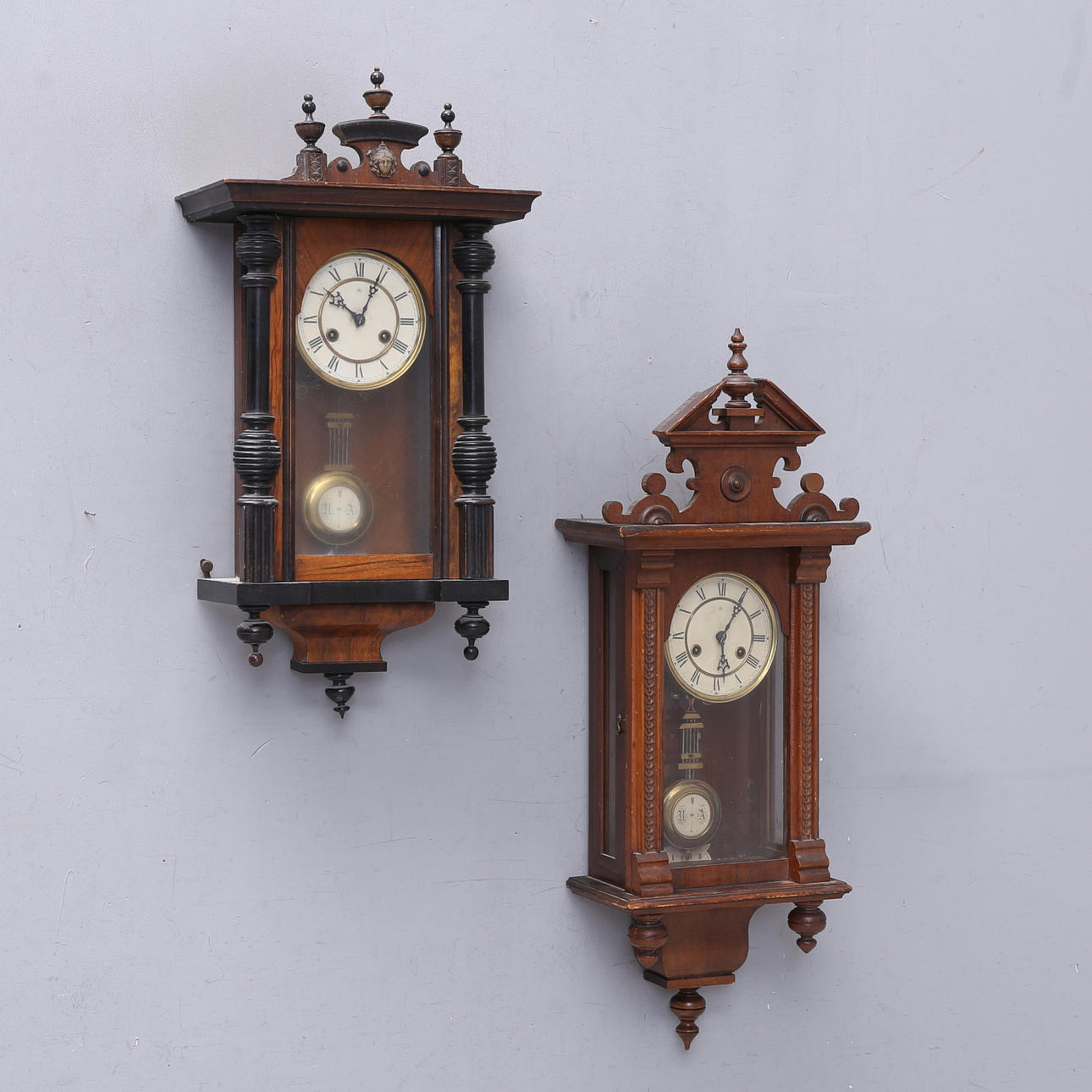 WALL CLOCK, 2 pcs, New Renaissance, Junghans, 19th/20th century.
