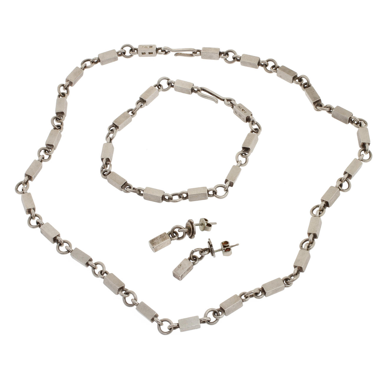 WIWEN NILSSON (1897 - 1974). Smyckeset, 4 delar, sterling silver, Lund 1956.